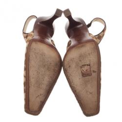 مملوكة مسبقًا Louis Vuitton Brown Pony Hair Slingback Sandals Size 39