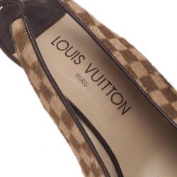 مملوكة مسبقًا Louis Vuitton Brown Pony Hair Slingback Sandals Size 39