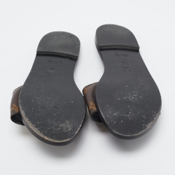 Louis Vuitton Brown Monogram Canvas Lock It  Flat Slides Size 38 