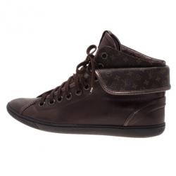 Pre Owned Louis Vuitton Brown Monogram Canvas & Leather Brea Sneaker Boots Size 39