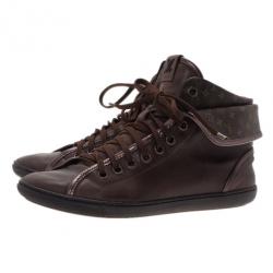 Pre Owned Louis Vuitton Brown Monogram Canvas & Leather Brea Sneaker Boots Size 39
