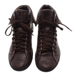 Pre Owned Louis Vuitton Brown Monogram Canvas & Leather Brea Sneaker Boots Size 39