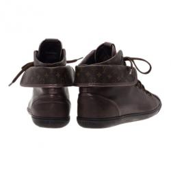 Pre Owned Louis Vuitton Brown Monogram Canvas & Leather Brea Sneaker Boots Size 39