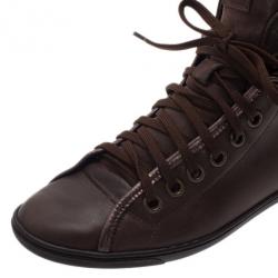 Pre Owned Louis Vuitton Brown Monogram Canvas & Leather Brea Sneaker Boots Size 39