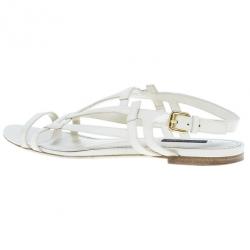 مملوكة مسبقًا Louis Vuitton Cream Patent Leather Crossing Flat Sandals Size 41