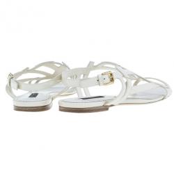 مملوكة مسبقًا Louis Vuitton Cream Patent Leather Crossing Flat Sandals Size 41