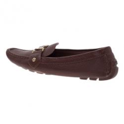 Pre Owned Louis Vuitton Brown Leather Loafers Size 39
