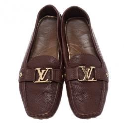 Pre Owned Louis Vuitton Brown Leather Loafers Size 39