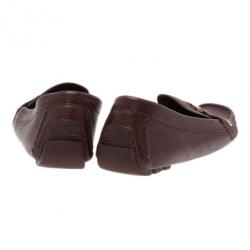 Pre Owned Louis Vuitton Brown Leather Loafers Size 39