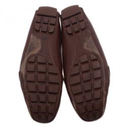 Pre Owned Louis Vuitton Brown Leather Loafers Size 39