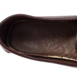 Pre Owned Louis Vuitton Brown Leather Loafers Size 39