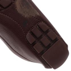 Pre Owned Louis Vuitton Brown Leather Loafers Size 39