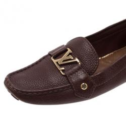 Pre Owned Louis Vuitton Brown Leather Loafers Size 39
