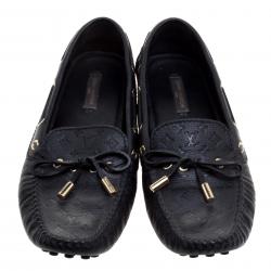 مملوكة مسبقًا حذاء لوفرز لوي فيتون فلات غلوريا جلد إمبراينت مونوغرامي أسود مقاس 38