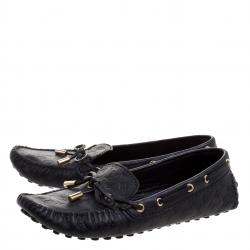 مملوكة مسبقًا حذاء لوفرز لوي فيتون فلات غلوريا جلد إمبراينت مونوغرامي أسود مقاس 38