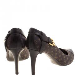 Pre Owned حذاء كعب عالي لوي فيتون كانفاس إيديل رصاصي مونوغرامي وجلد مقاس 39.5