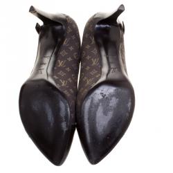 Pre Owned حذاء كعب عالي لوي فيتون كانفاس إيديل رصاصي مونوغرامي وجلد مقاس 39.5