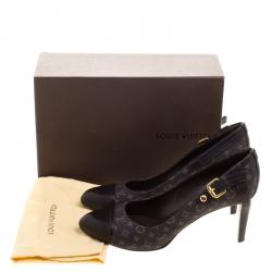 Pre Owned حذاء كعب عالي لوي فيتون كانفاس إيديل رصاصي مونوغرامي وجلد مقاس 39.5