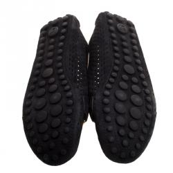 Pre Owned حذاء لوفرز لوي فيتون أوكسفورد سويدي مخرم أسود مقاس 37.5