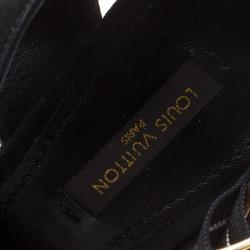 Pre Owned Louis Vuitton Black Suede Mowani Peep Toe Platform Sandals Size 37.5