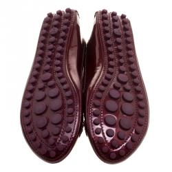 Pre Owned حذاء باليرينا فلات أوكسفورد لوي فيتون جلد أمارنت عنابي لامع مقاس 37.5