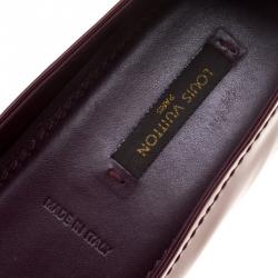 Pre Owned حذاء باليرينا فلات أوكسفورد لوي فيتون جلد أمارنت عنابي لامع مقاس 37.5