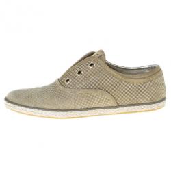 مملوكة مسبقًا Louis Vuitton Green Suede Petit Damier Espadrilles Sneakers Size 39.5