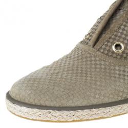 مملوكة مسبقًا Louis Vuitton Green Suede Petit Damier Espadrilles Sneakers Size 39.5