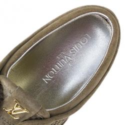 مملوكة مسبقًا Louis Vuitton Green Suede Petit Damier Espadrilles Sneakers Size 39.5