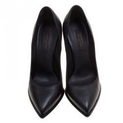 Pre Owned Louis Vuitton Black Pebbled Leather Pumps Size 37