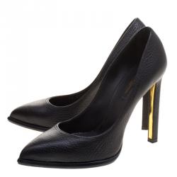 Pre Owned Louis Vuitton Black Pebbled Leather Pumps Size 37