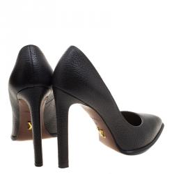 Pre Owned Louis Vuitton Black Pebbled Leather Pumps Size 37
