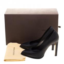 Pre Owned Louis Vuitton Black Pebbled Leather Pumps Size 37