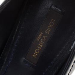 Pre Owned Louis Vuitton Grey Patent Leather Monogram Buckle Peep Toe Pumps Size 41