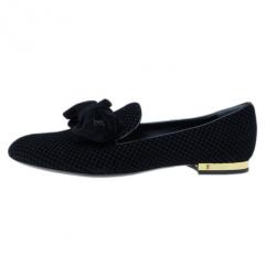 مملوكة مسبقًا Louis Vuitton Black Suede Petit Damier Suit Up Smoking Slippers Size 38.5