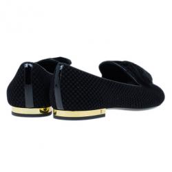 مملوكة مسبقًا Louis Vuitton Black Suede Petit Damier Suit Up Smoking Slippers Size 38.5