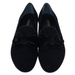 مملوكة مسبقًا Louis Vuitton Black Suede Petit Damier Suit Up Smoking Slippers Size 38.5