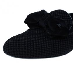 مملوكة مسبقًا Louis Vuitton Black Suede Petit Damier Suit Up Smoking Slippers Size 38.5