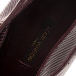 Pre Owned حذاء بوت لوي فيتون جلد إيبي أحمر بوردوه وجلد لامع مقدمة مفتوحة بحزام للكاحل مقاس 37.5