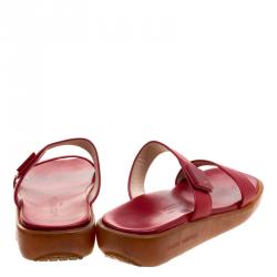 Pre Owned صندل سلايد فلات لوي فيتون جلد أحمر مقاس 38