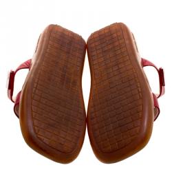 Pre Owned صندل سلايد فلات لوي فيتون جلد أحمر مقاس 38