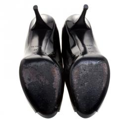 Pre Owned حذاء كعب عالي لوي فيتون نعل سميك مقدمة مفتوحة أوه ريلي! جلد لامع أسود مقاس 38