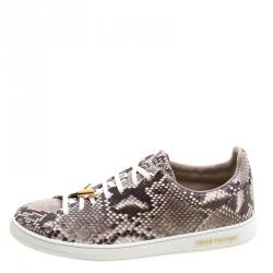 Louis Vuitton Two Tone Python Leather Front Row Lace Up Sneakers Size 40