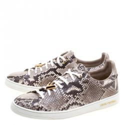 Louis Vuitton Two Tone Python Leather Front Row Lace Up Sneakers Size 40