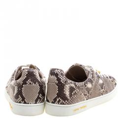 Louis Vuitton Two Tone Python Leather Front Row Lace Up Sneakers Size 40
