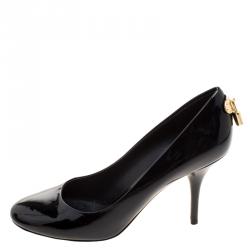 Pre Owned حذاء كعب عالي لوي فيتون اوه ريلي! لامع أسود مقاس 37.5