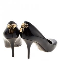 Pre Owned حذاء كعب عالي لوي فيتون اوه ريلي! لامع أسود مقاس 37.5