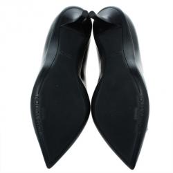 Pre Owned Louis Vuitton Black Leather Logo Pointed Toe Pumps Size 36