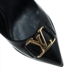 Pre Owned Louis Vuitton Black Leather Logo Pointed Toe Pumps Size 36