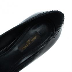 Pre Owned Louis Vuitton Black Leather Logo Pointed Toe Pumps Size 36
